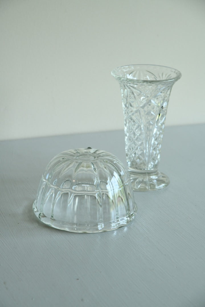 Glass Jelly Mould and Glass Vase