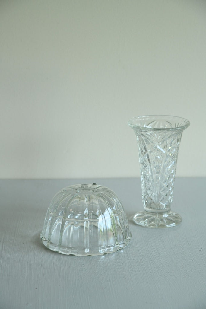 Glass Jelly Mould and Glass Vase