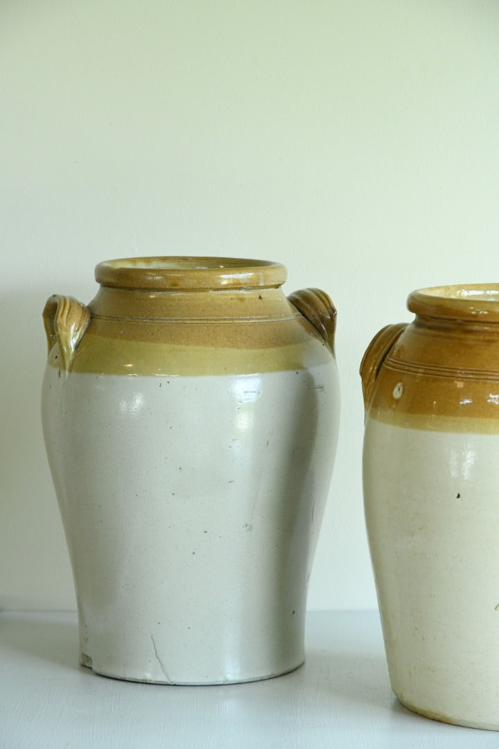 Pair Large English Stoneware Crock Pots