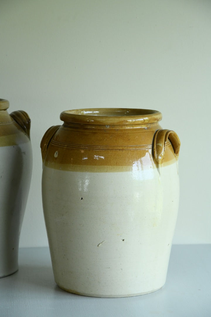 Pair Large English Stoneware Crock Pots