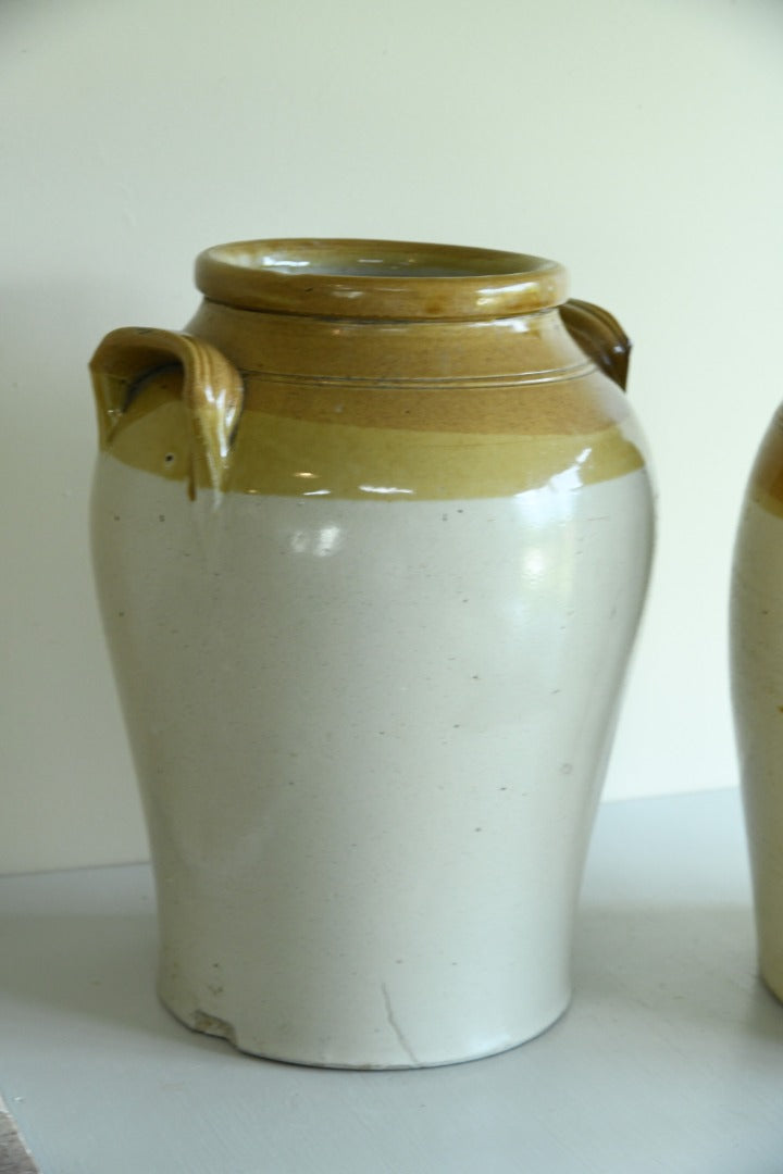 Pair Large English Stoneware Crock Pots