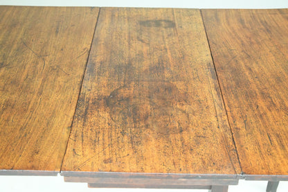 Antique Rustic Small Solid Mahogany Drop Leaf Table