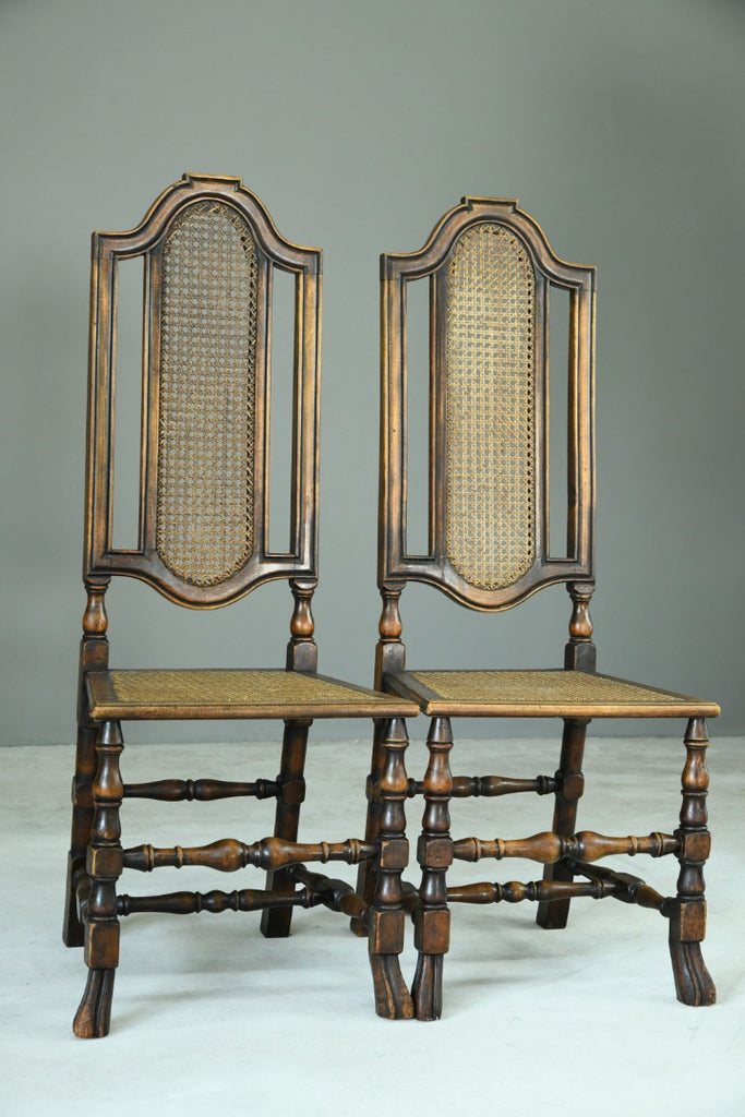 Pair Walnut and Cane Carolean Chairs