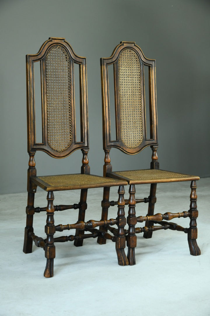 Pair Walnut and Cane Carolean Chairs