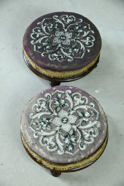 Pair Victorian Beaded Stools