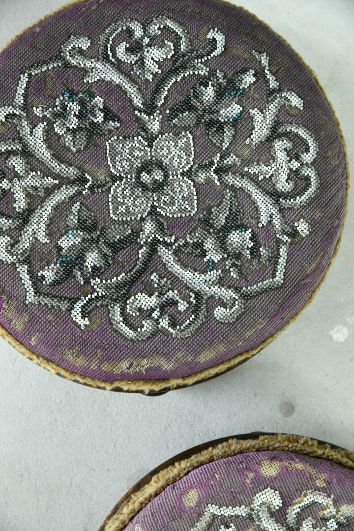 Pair Victorian Beaded Stools