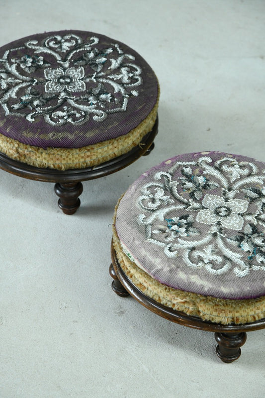 Pair Victorian Beaded Stools