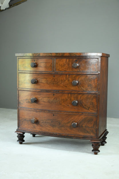 Antique Mahogany Bow Front Chest of Drawers