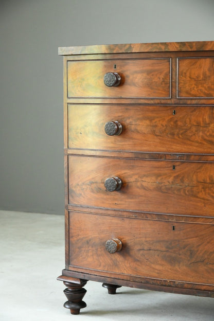 Antique Mahogany Bow Front Chest of Drawers