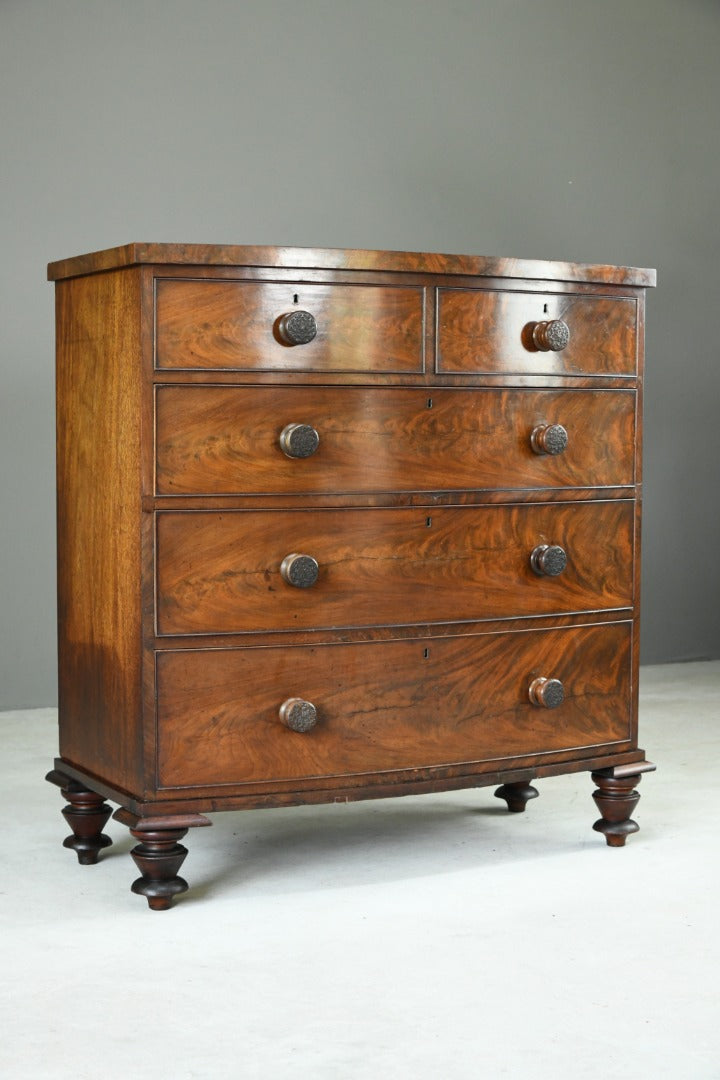 Antique Mahogany Bow Front Chest of Drawers