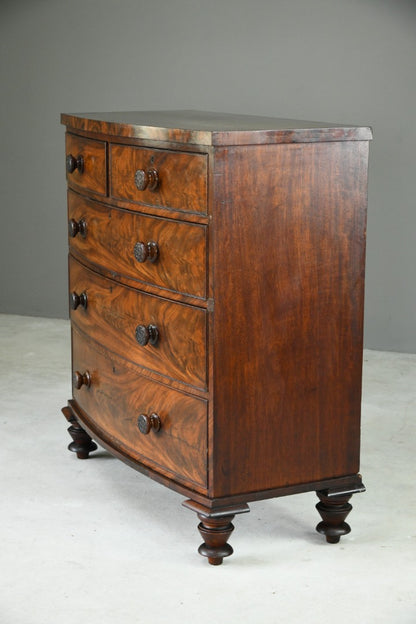 Antique Mahogany Bow Front Chest of Drawers