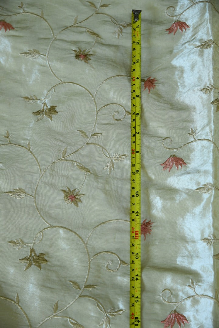 Pair Vintage Silk Taffeta Floral Curtains