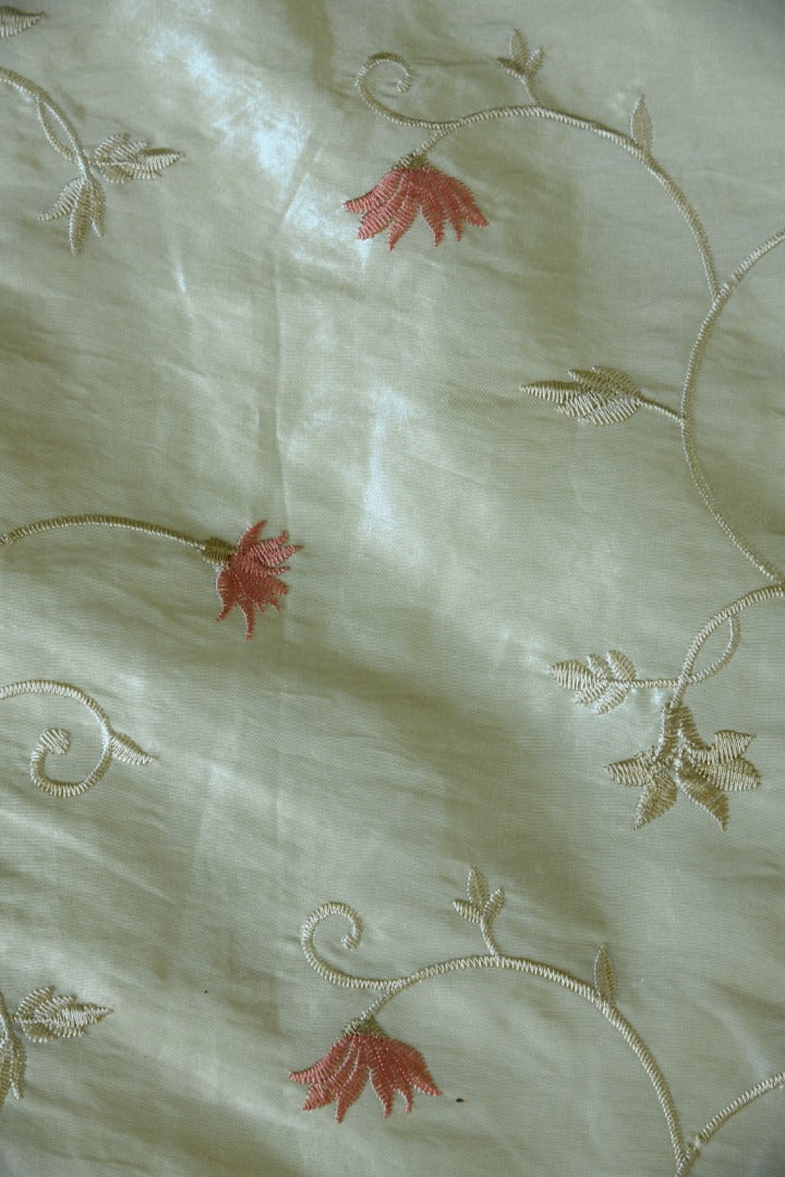 Pair Vintage Silk Taffeta Floral Curtains