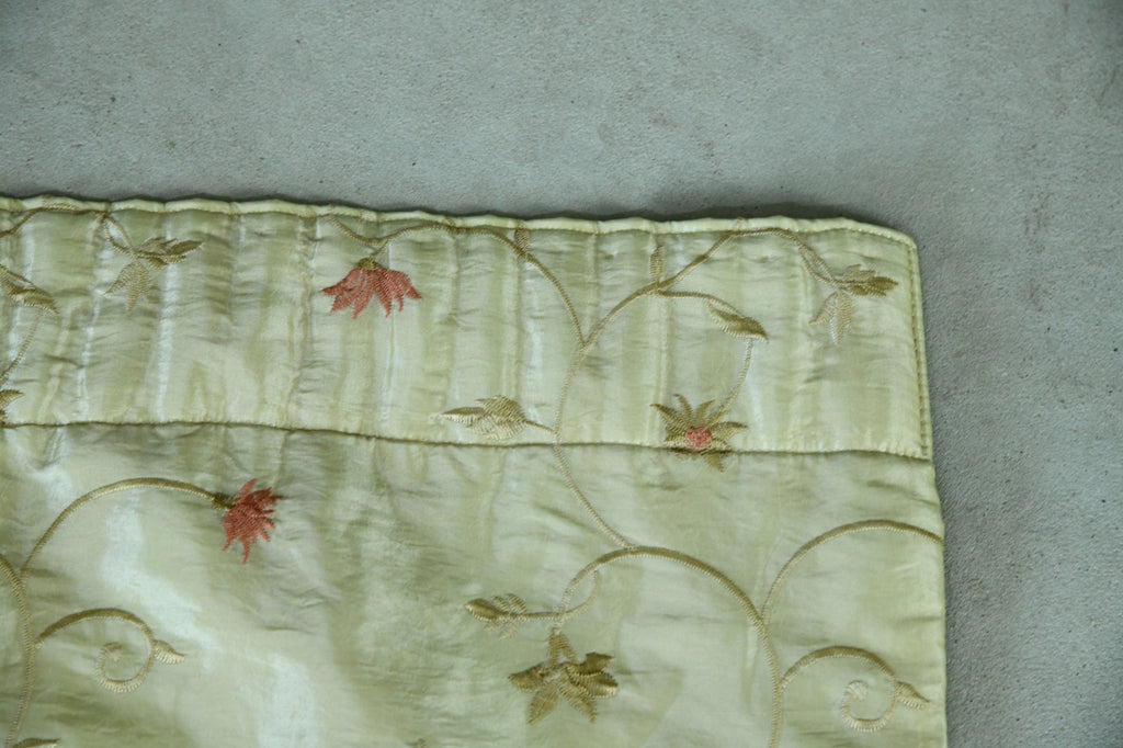 Pair Vintage Silk Taffeta Floral Curtains