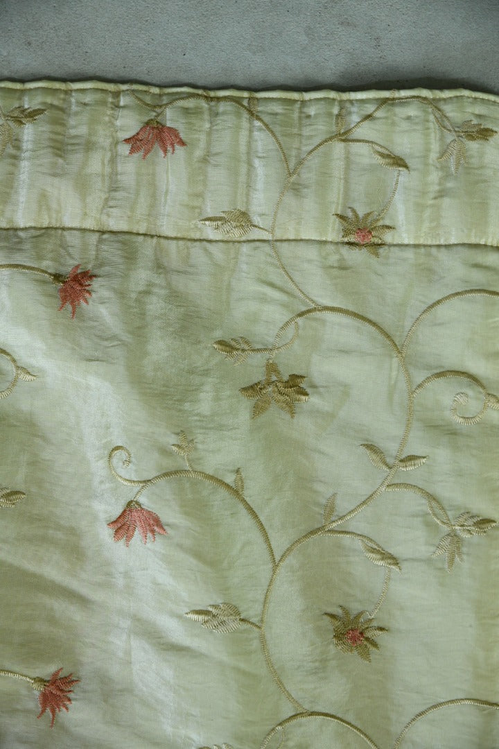 Pair Vintage Silk Taffeta Floral Curtains