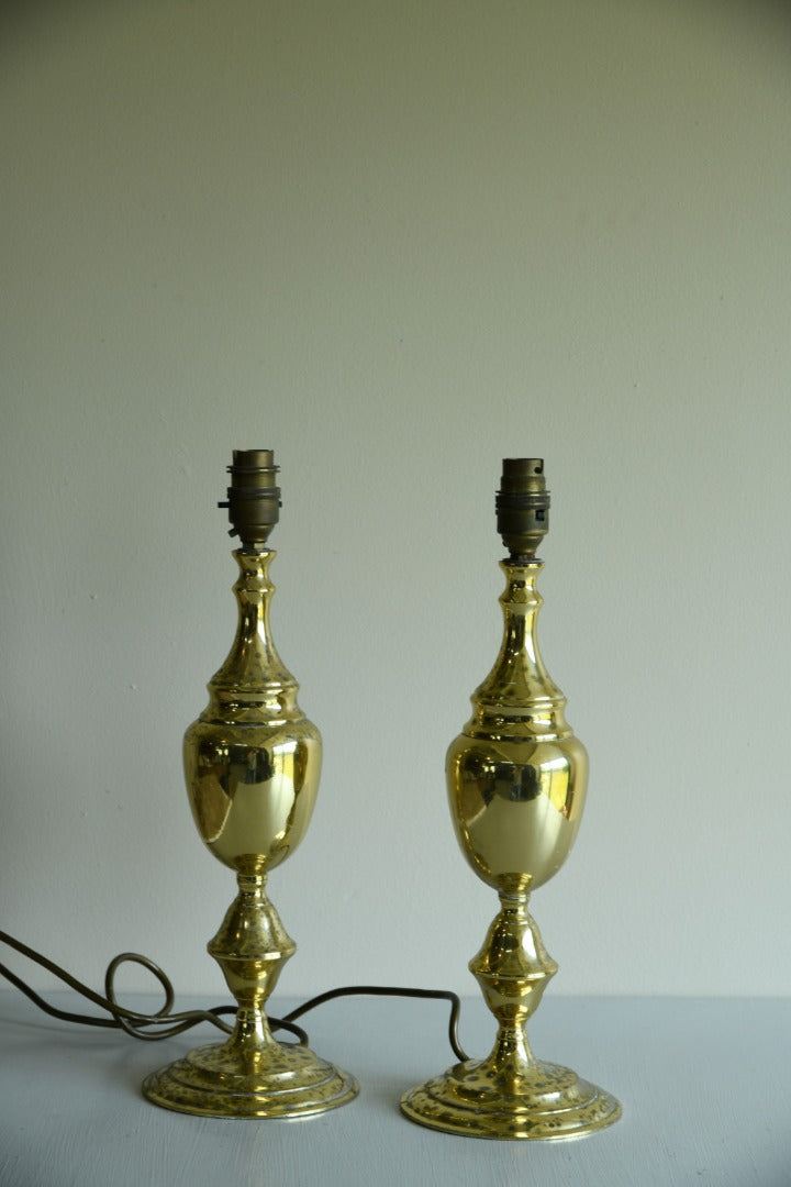 Pair Brass Plated Lamps