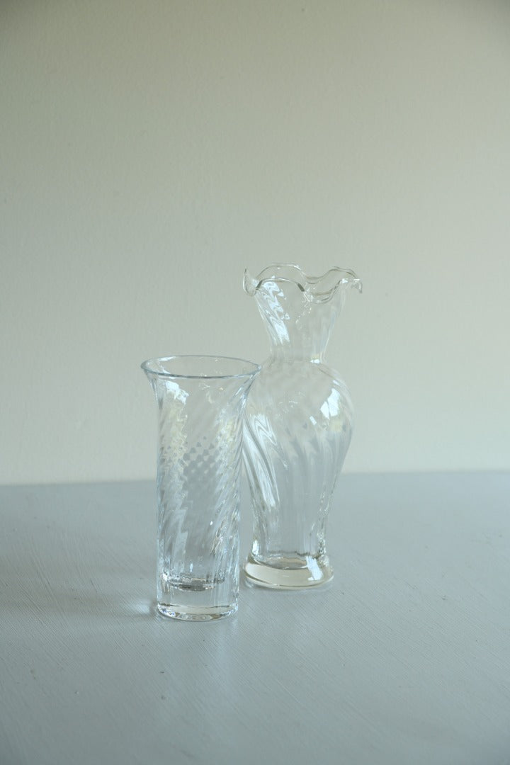 Pair Dartington Swirl Glass Vase