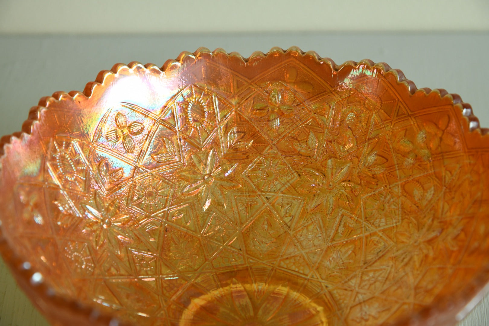 Vintage Carnival Glass Bowls Orange/ Gold 6 in total buy