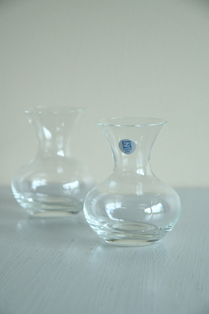 Pair Zwiesel German Glass Posy Vase