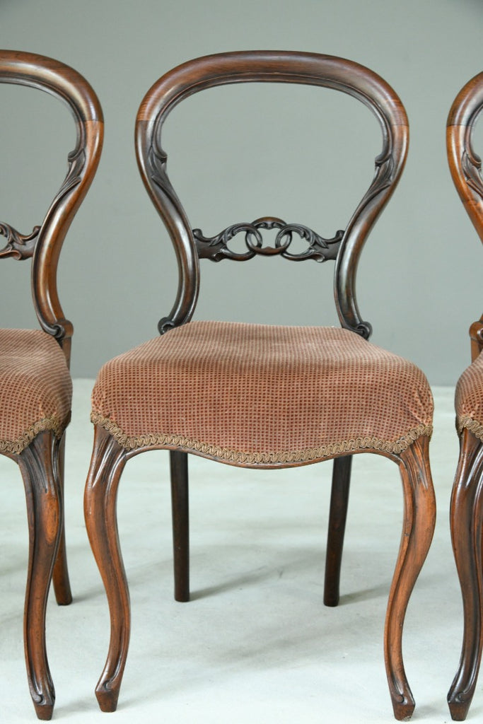 Set 4 Victorian Rosewood Balloon Back Dining Chairs