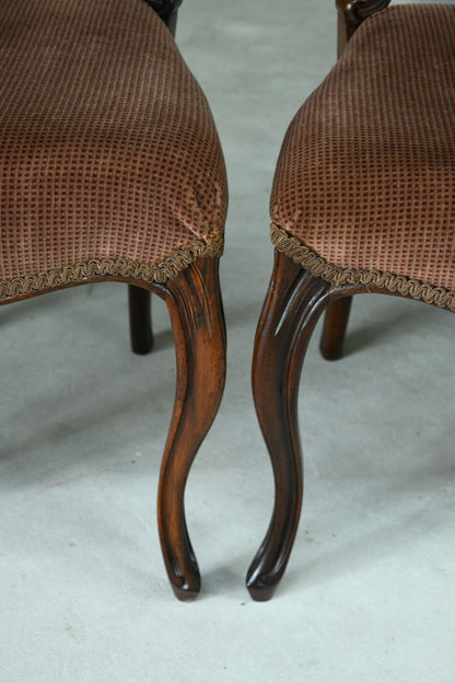 Set 4 Victorian Rosewood Balloon Back Dining Chairs