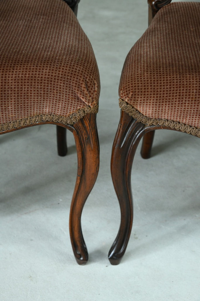 Set 4 Victorian Rosewood Balloon Back Dining Chairs