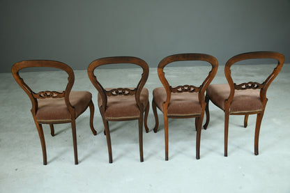 Set 4 Victorian Rosewood Balloon Back Dining Chairs