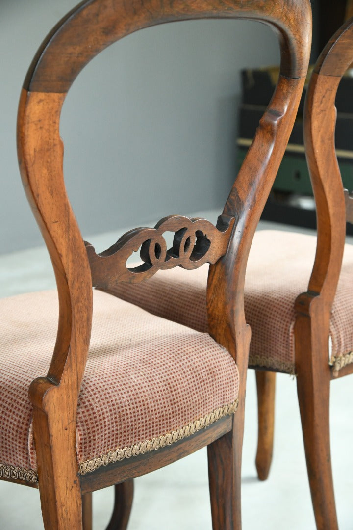 Set 4 Victorian Rosewood Balloon Back Dining Chairs