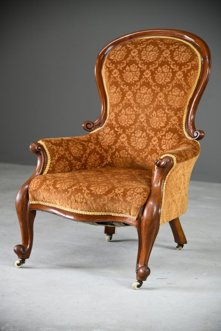 Antique Victorian Mahogany Armchair & Footstool