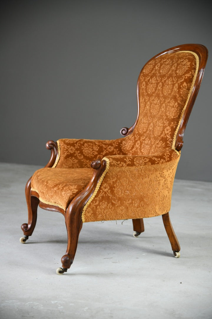 Antique Victorian Mahogany Armchair & Footstool