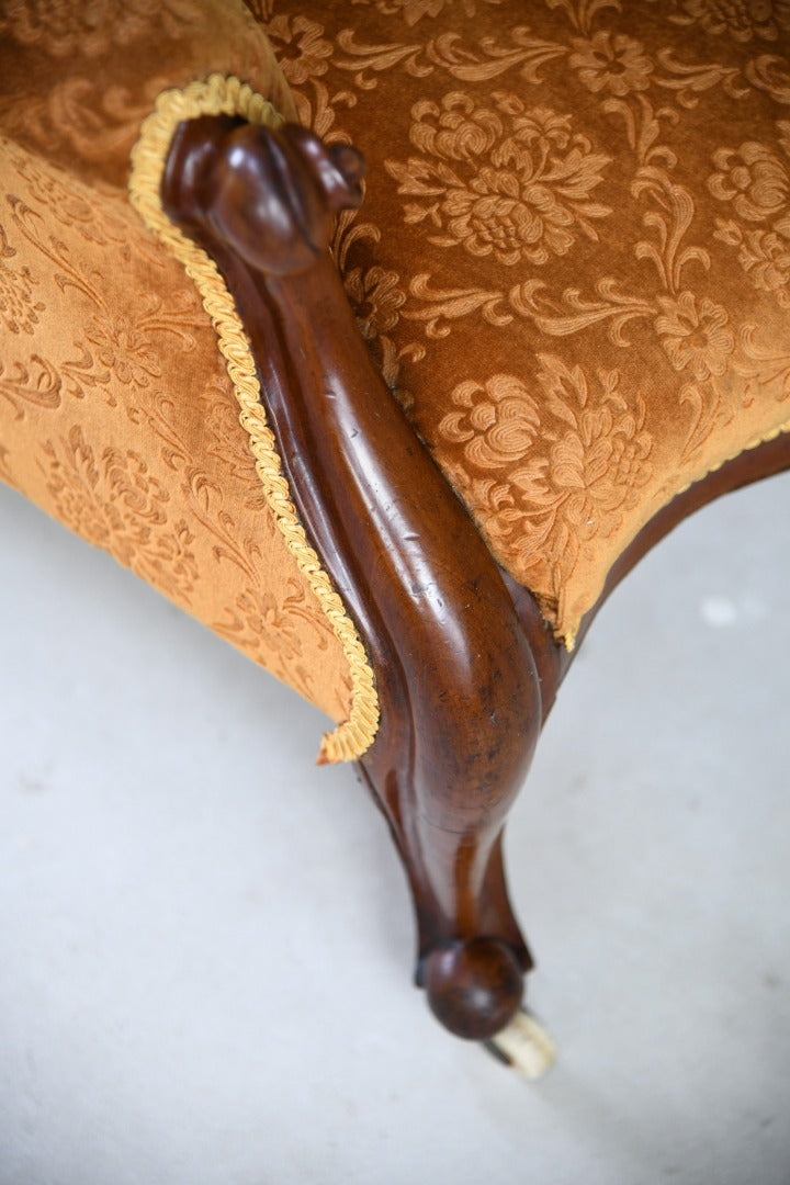 Antique Victorian Mahogany Armchair & Footstool