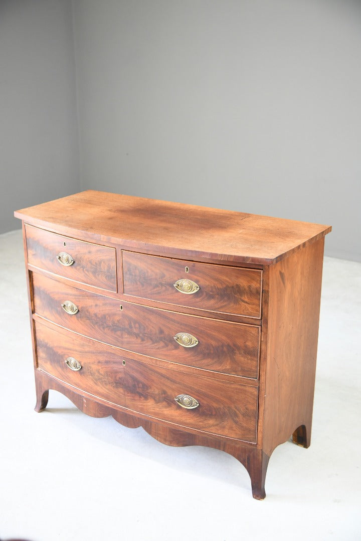 19th Century Mahogany Bow Front Chest of Drawers