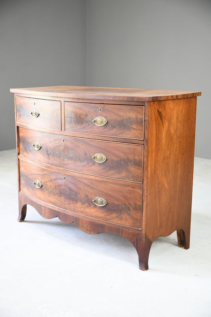 19th Century Mahogany Bow Front Chest of Drawers