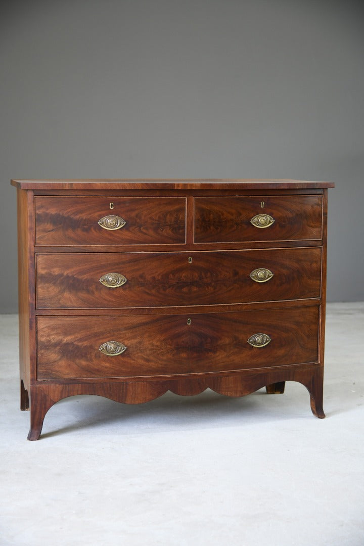 19th Century Mahogany Bow Front Chest of Drawers