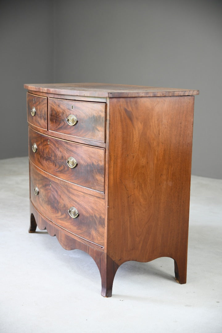 19th Century Mahogany Bow Front Chest of Drawers