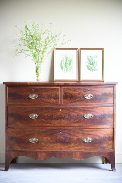 19th Century Mahogany Bow Front Chest of Drawers