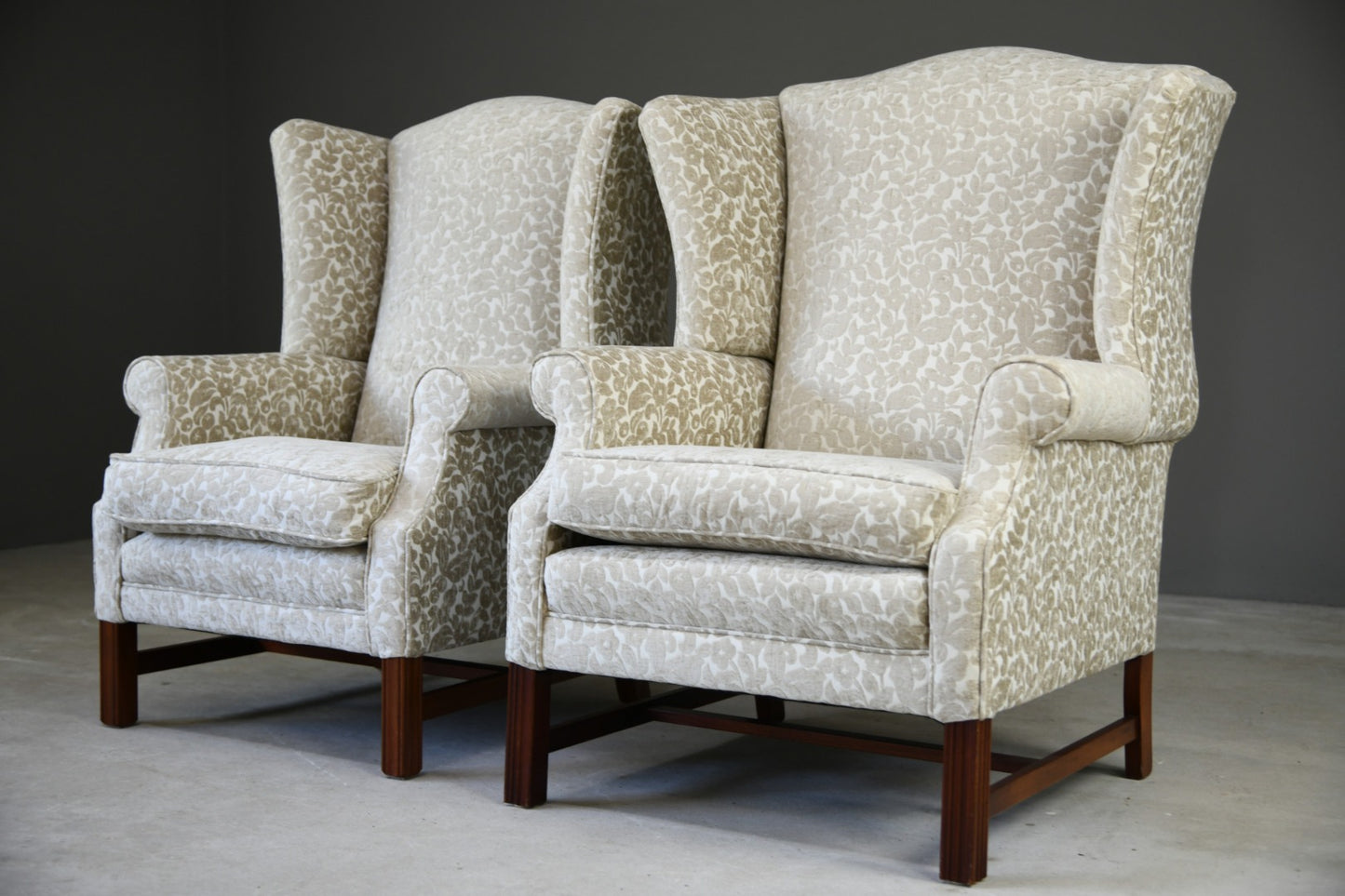 Pair Modern Georgian Style Wingback Armchair