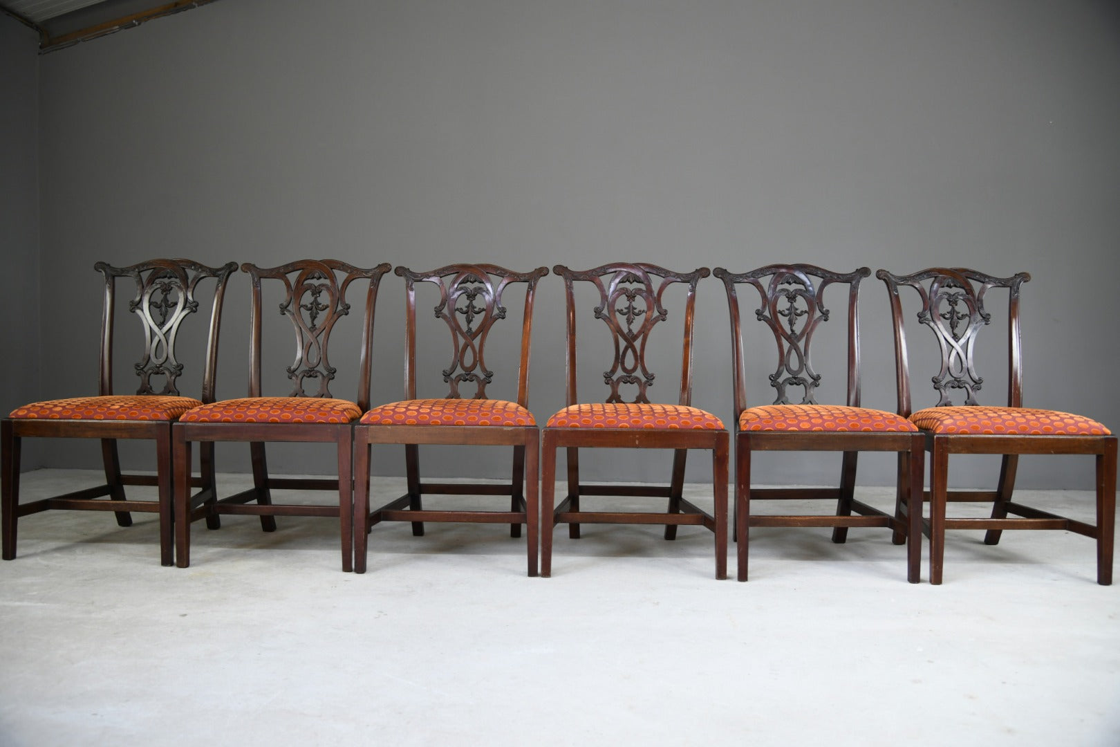 Set 6 20th Century Mahogany Chippendale Style Dining Chairs