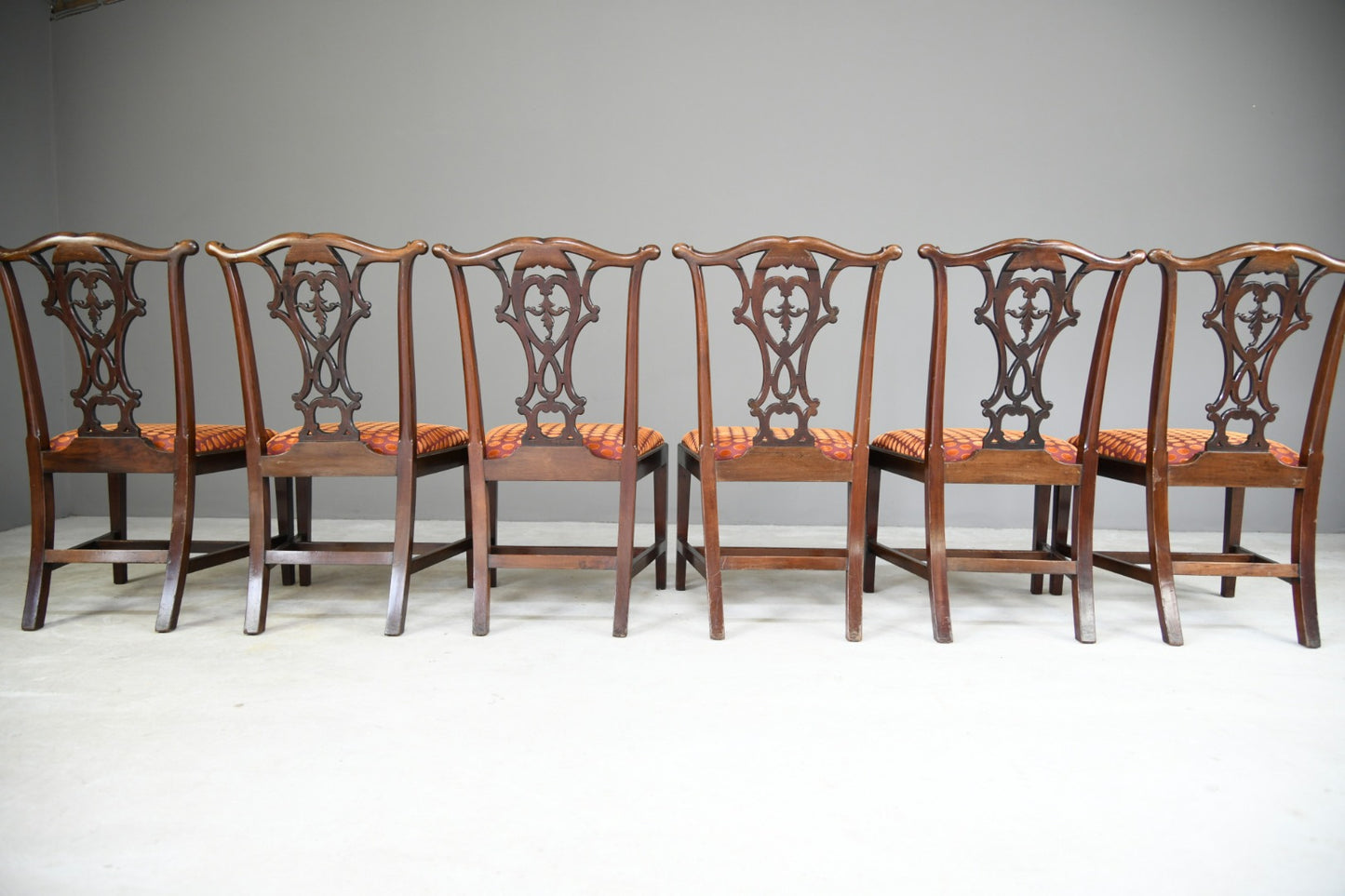 Set 6 20th Century Mahogany Chippendale Style Dining Chairs