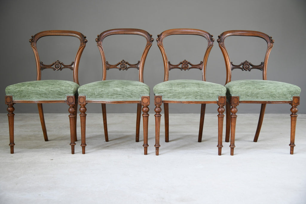 Set 4 Antique Victorian Walnut Dining Chairs