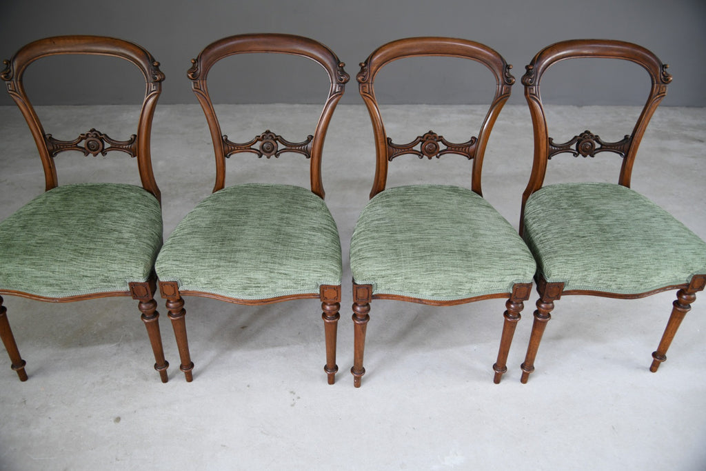 Set 4 Antique Victorian Walnut Dining Chairs