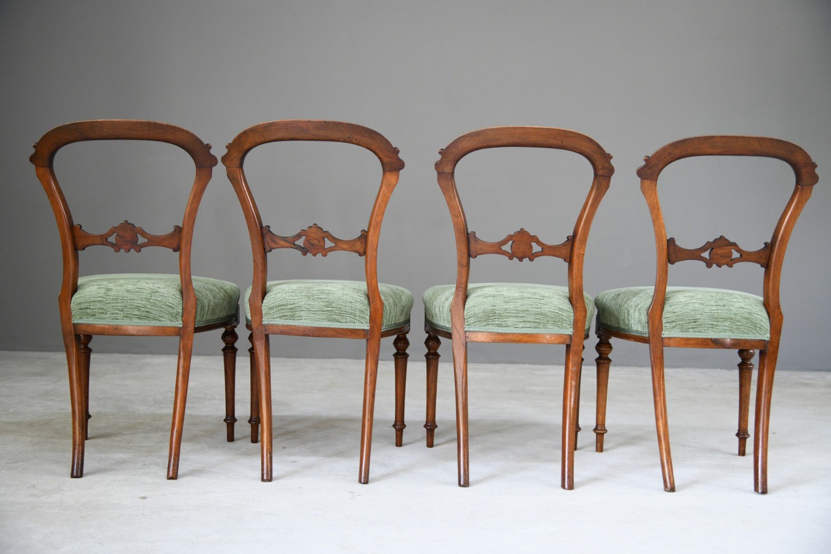 Set 4 Antique Victorian Walnut Dining Chairs