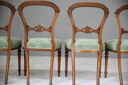 Set 4 Antique Victorian Walnut Dining Chairs