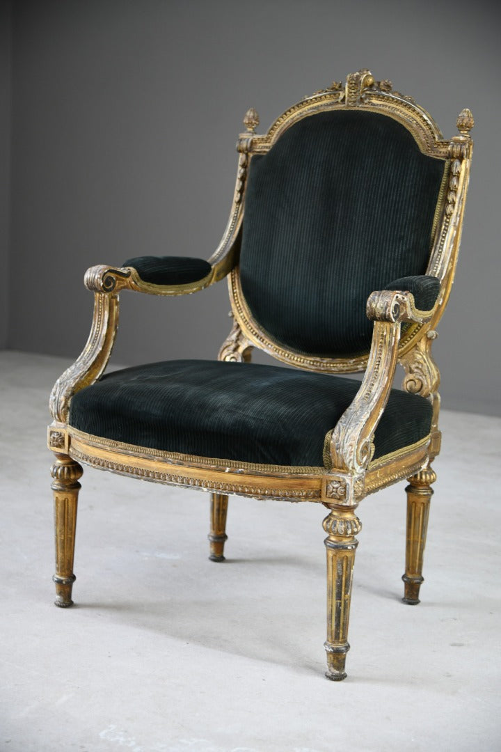 Giltwood & Gesso Fauteuil in Louis XVI Style