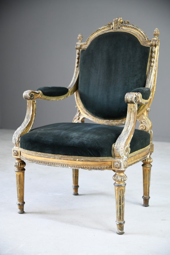 Giltwood & Gesso Fauteuil in Louis XVI Style