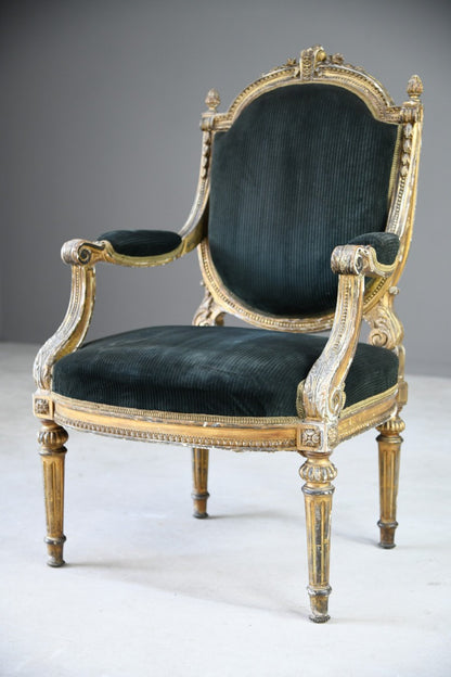 Giltwood & Gesso Fauteuil in Louis XVI Style