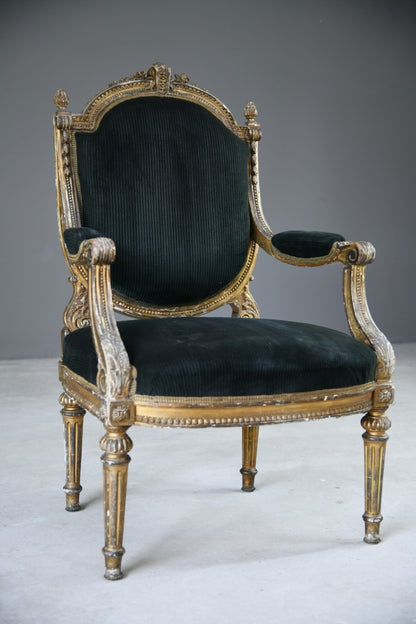 Giltwood & Gesso Fauteuil in Louis XVI Style