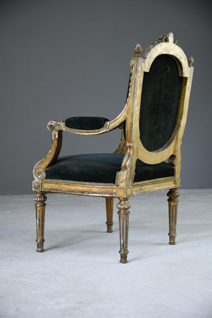 Giltwood & Gesso Fauteuil in Louis XVI Style