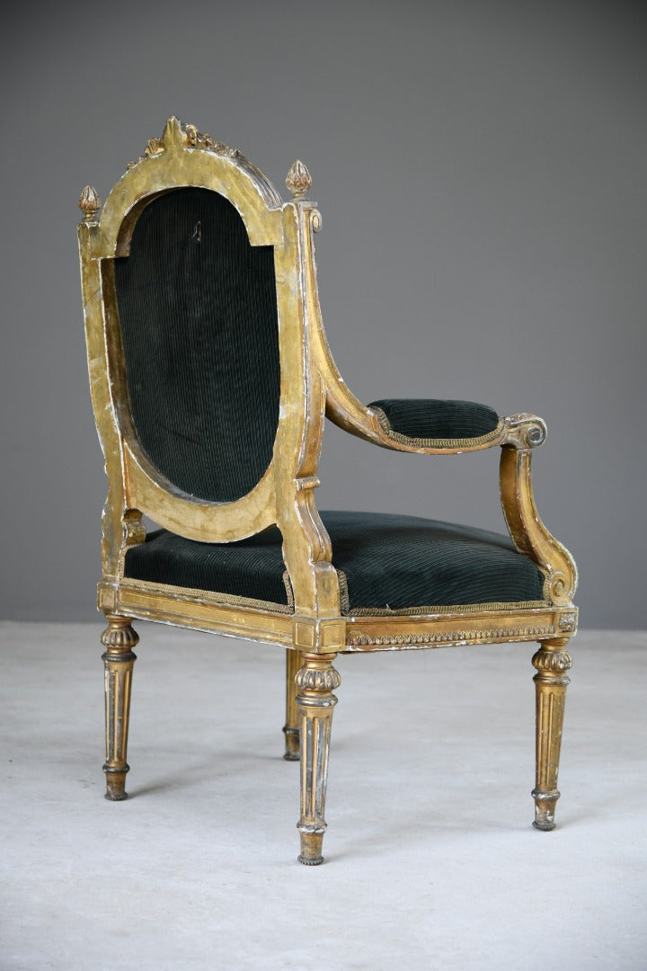 Giltwood & Gesso Fauteuil in Louis XVI Style