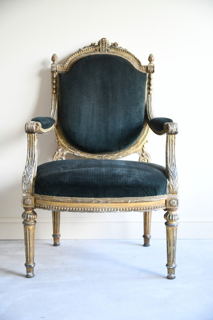 Giltwood & Gesso Fauteuil in Louis XVI Style